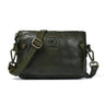 Olive Green Leather Sling Bag - front view with crossbody strap and brass hardware, handcrafted buffalo leather | Hema Emporium
