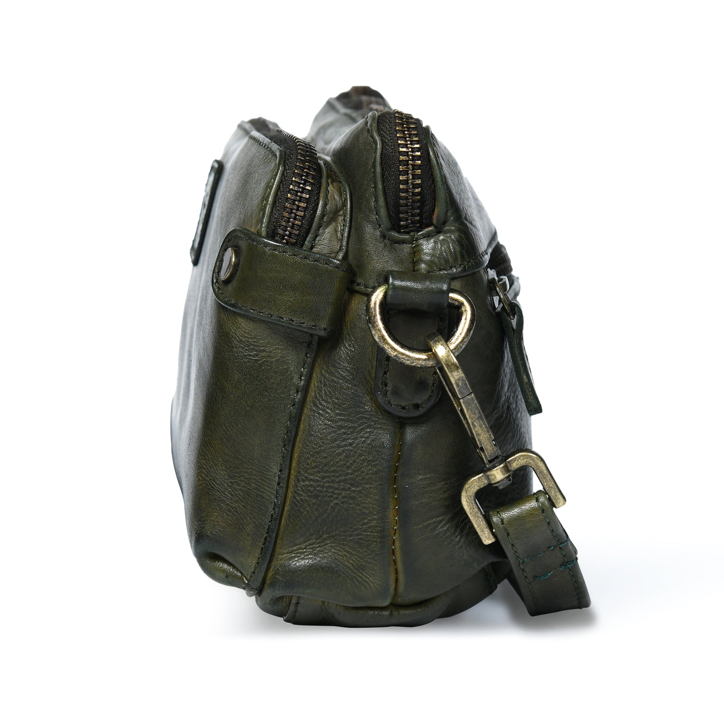 Compact leather Bag - Olive Green