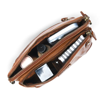 Compact leather Bag - Tan Brown