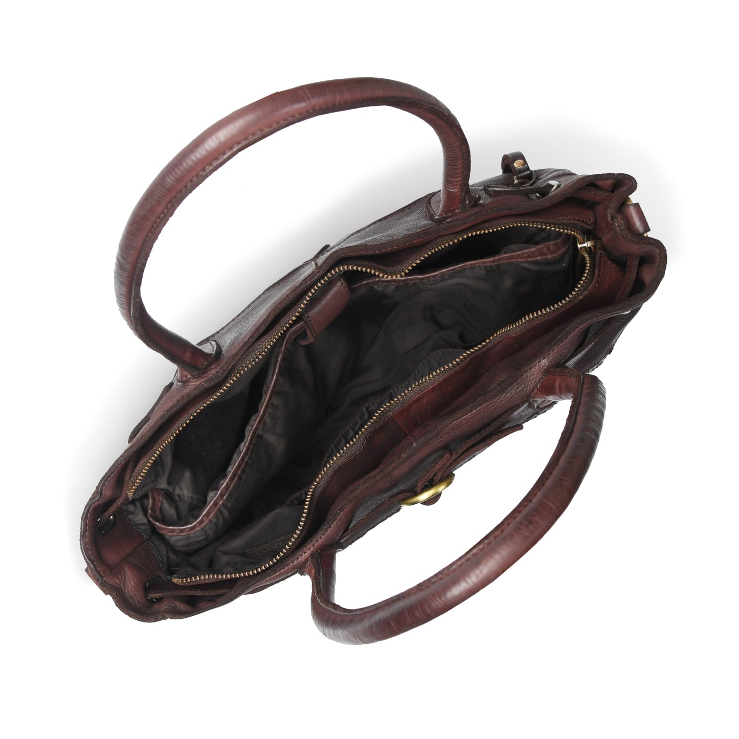 Woven Leather Tote Bag - Dark Brown