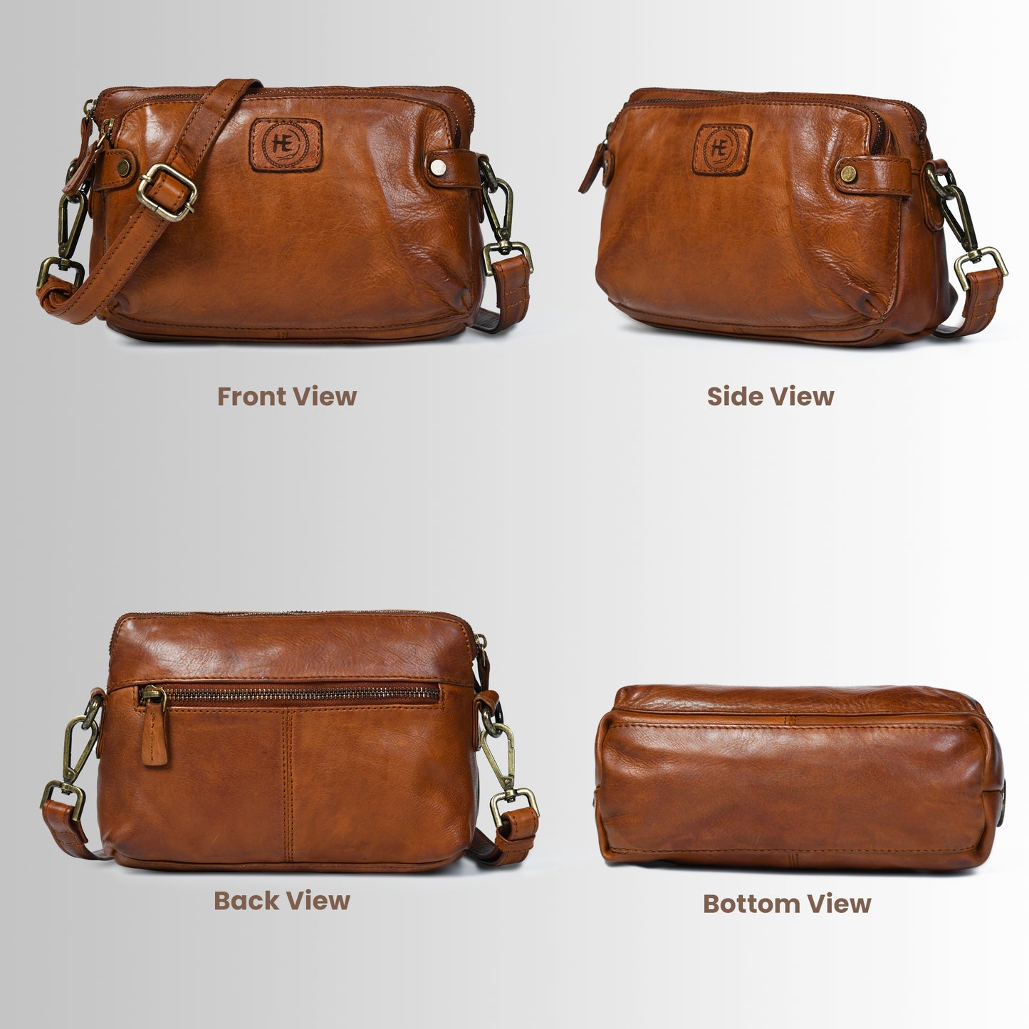 Compact leather Bag - Tan Brown