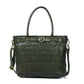 Olive Green Leather Tote Bag - front view, handcrafted buffalo leather | Hema Emporium