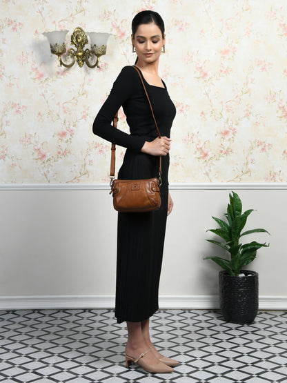 Compact leather Bag - Tan Brown