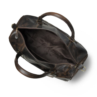 Vintage Leather Duffle Bag -  Dark Brown