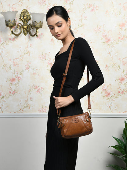 Compact leather Bag - Tan Brown