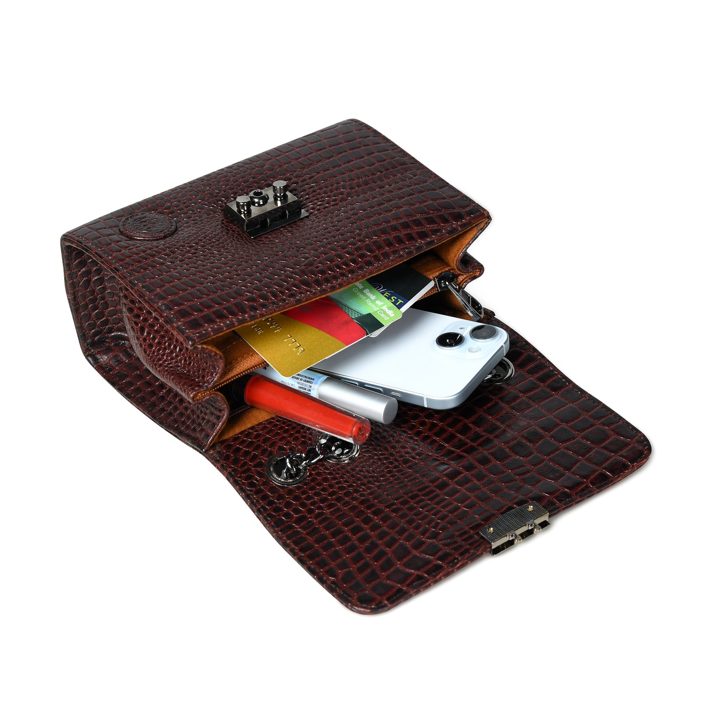 Croc Charm Crossbody Bag - Maroon