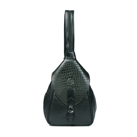 2 in 1 Leather Women Backpack and Shoulder Bag - Forest Green