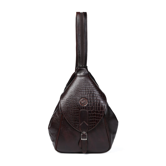 2 in 1 Leather Women Backpack and Shoulder Bag - Dark Brown