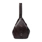 Dark Brown Leather Backpack - front view with croc-embossed flap, handcrafted buffalo leather | Hema Emporium