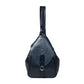 Navy Blue Leather Backpack - front view with croc-embossed flap, handcrafted buffalo leather | Hema Emporium