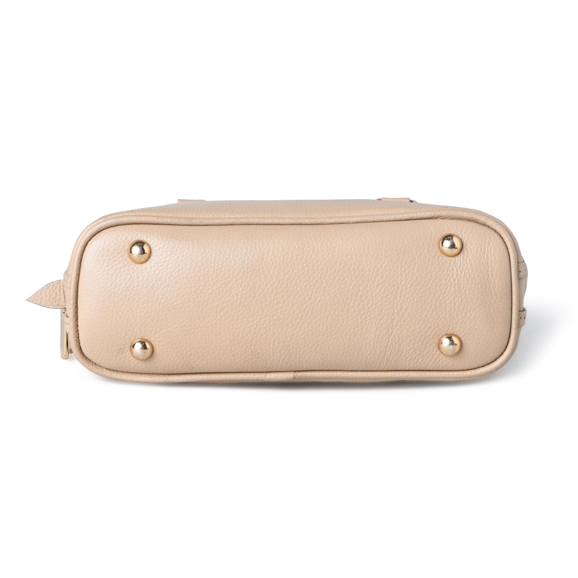 Beige Leather Bag - base with metal feet, handcrafted buffalo leather | Hema Emporium