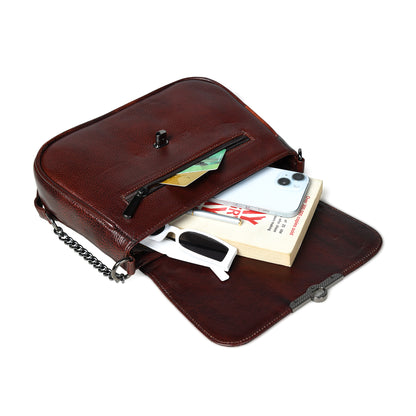 Croc Flap Sling Bag - Maroon Red