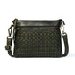 Olive Green Woven Leather Bag - front view, handcrafted buffalo leather | Hema Emporium