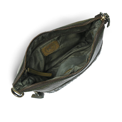 Woven Leather Bag - Olive Green