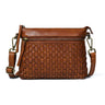 Tan Brown Woven Leather Bag - front view with woven texture, handcrafted buffalo leather | Hema Emporium