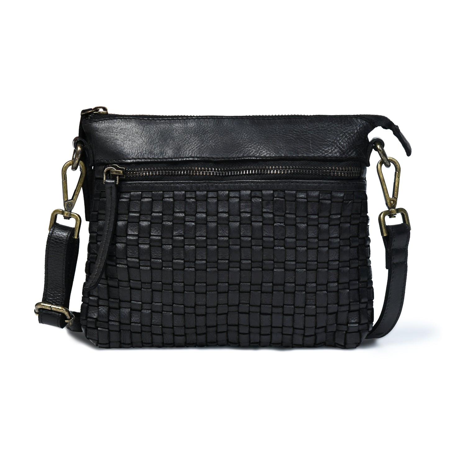 Woven Leather Bag - Black