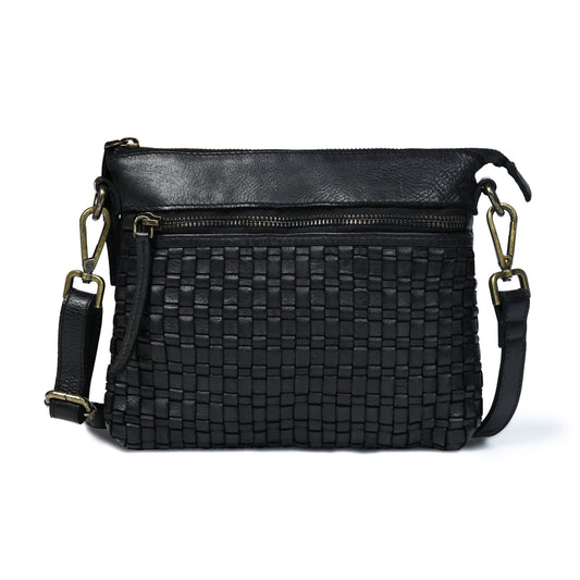 Woven Leather Bag - Black