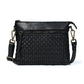 Black Leather Bag - front view with woven texture, handcrafted buffalo leather | Hema Emporium