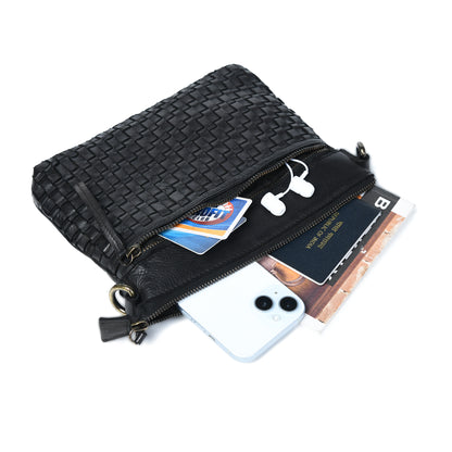 Woven Leather Bag - Black