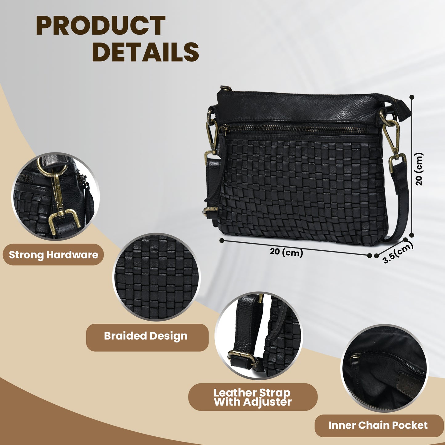 Woven Leather Bag - Black
