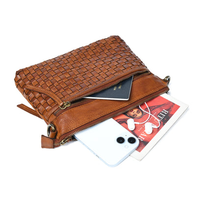 Woven Leather Bag - Tan Brown