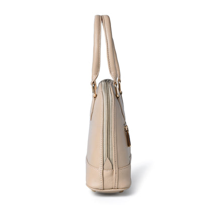 Beige Leather Bag - side profile view, handcrafted buffalo leather | Hema Emporium