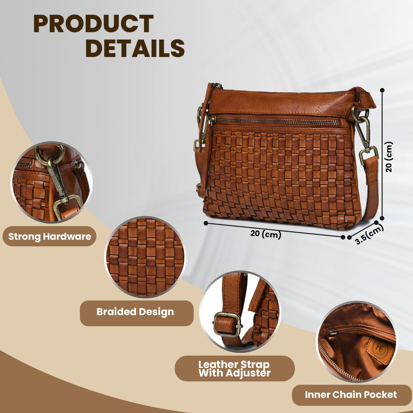 Woven Leather Bag - Tan Brown