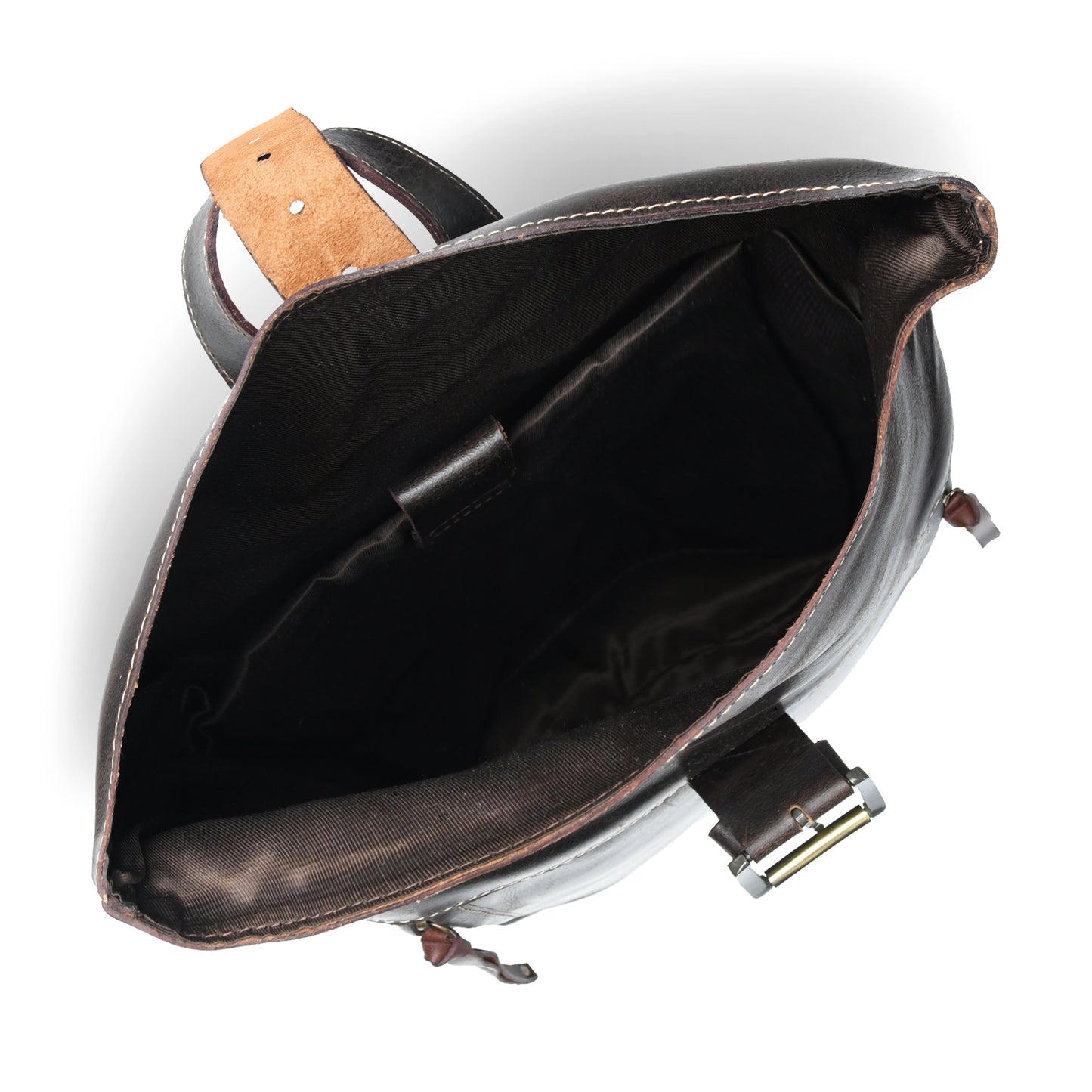 Nomad Roll Top Leather Backpack - Dark Brown