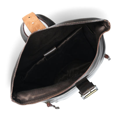 Nomad Roll Top Leather Backpack - Dark Brown