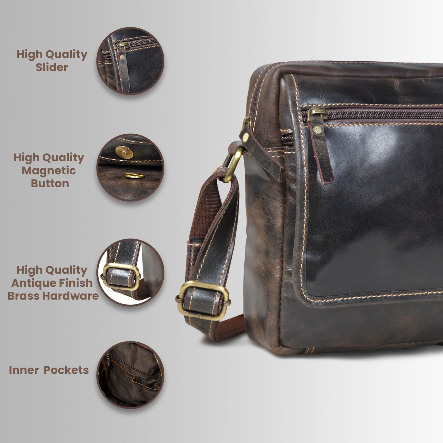 Everyday Leather Sling Pouch - Dark Brown