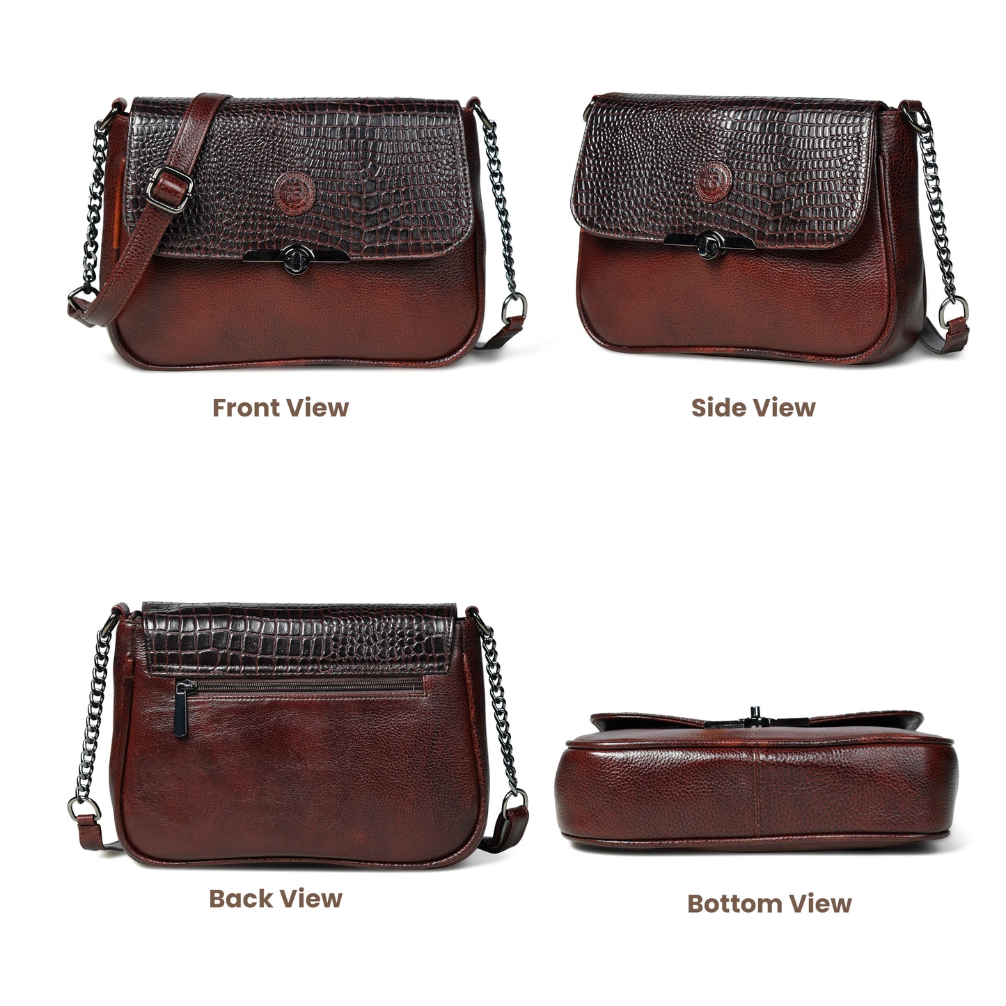 Croc Flap Sling Bag - Maroon Red