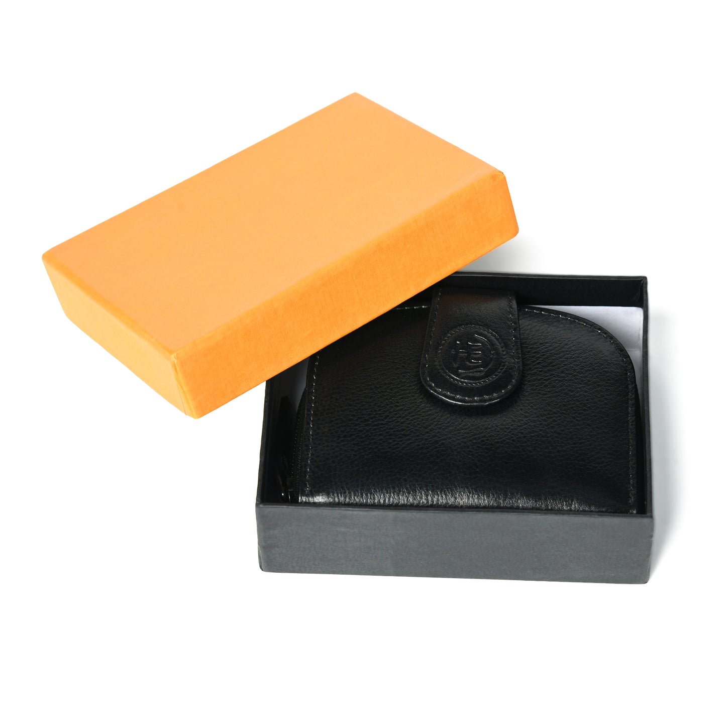 Leather Zip Card Wallet - Black