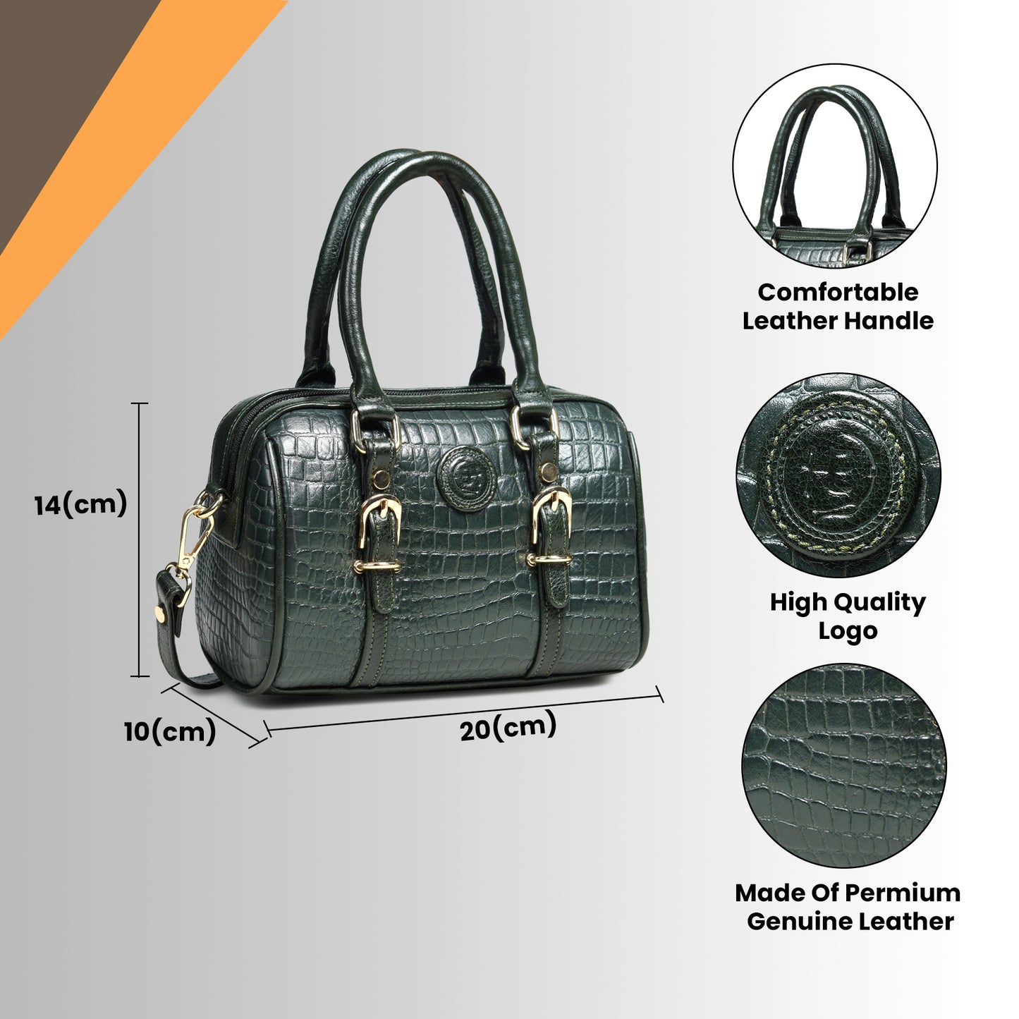 Textured Barrel Satchel - Forest Green