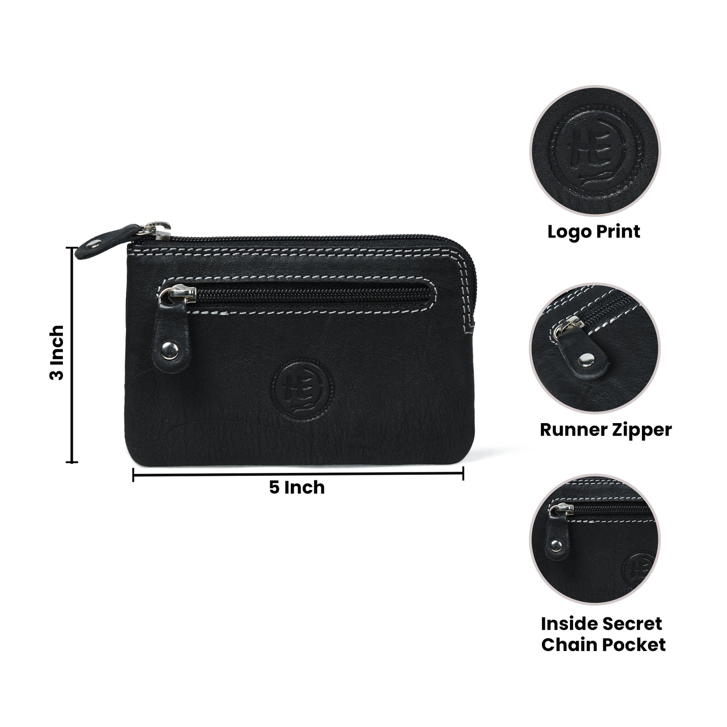 Rover Leather Pouch with Three Zip Pockets