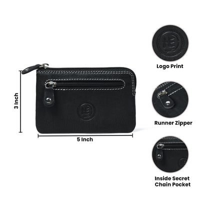 Rover Leather Pouch with Three Zip Pockets