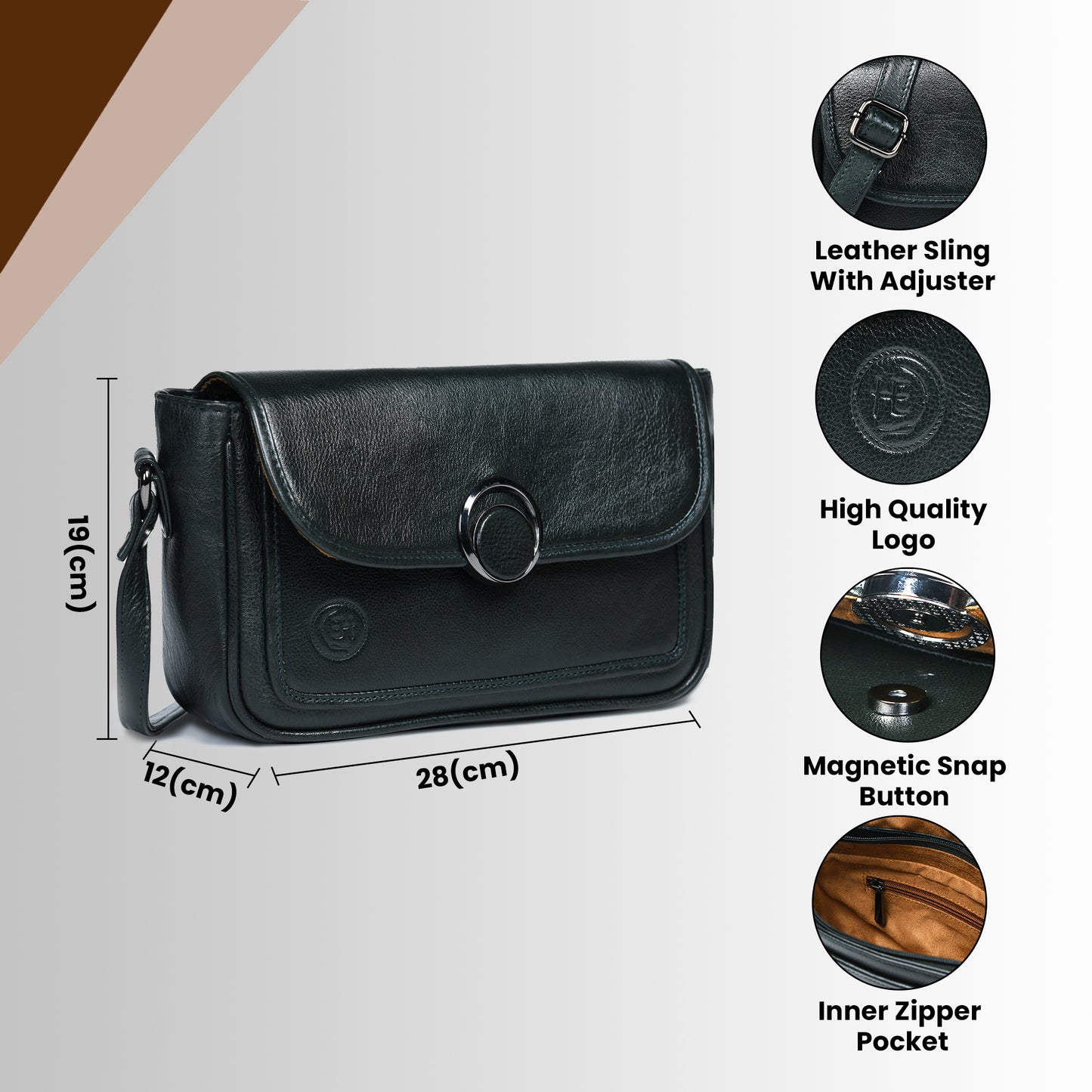 Classic Leather Pouch for Women - Black