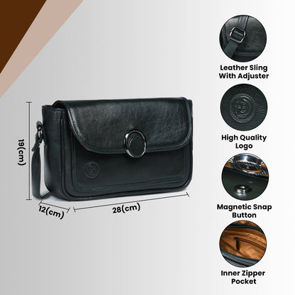 Classic Leather Pouch for Women - Black