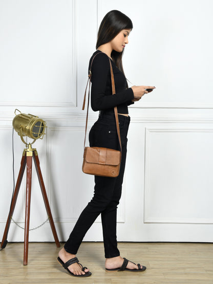Minimalist Leather Bag for Women - Tan Brown