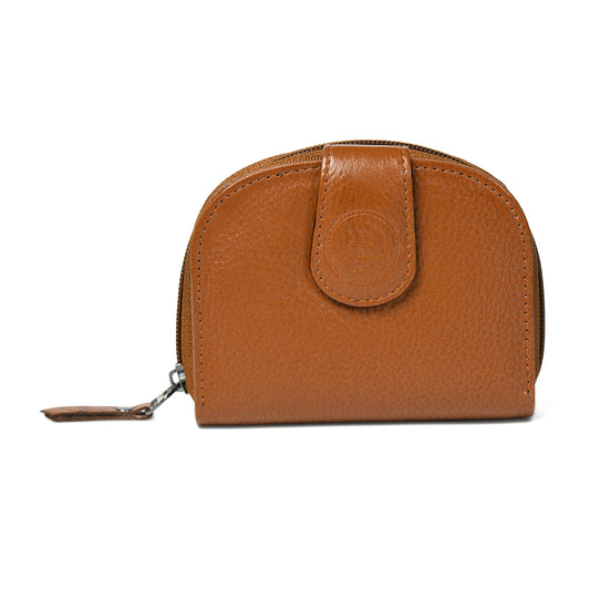 Leather Zip Card Wallet - Brown
