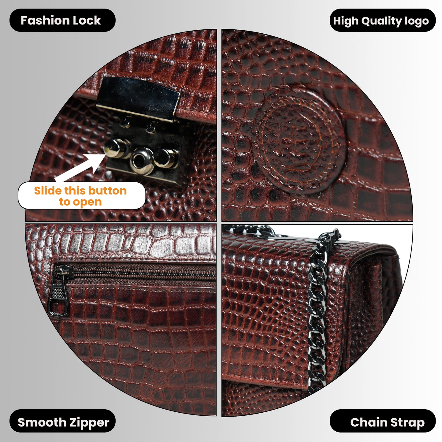 Croc Charm Crossbody Bag - Maroon