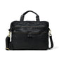 Black Leather Laptop Bag - front view, handcrafted buffalo leather | Hema Emporium