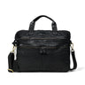 Black Leather Laptop Bag - front view, handcrafted buffalo leather | Hema Emporium