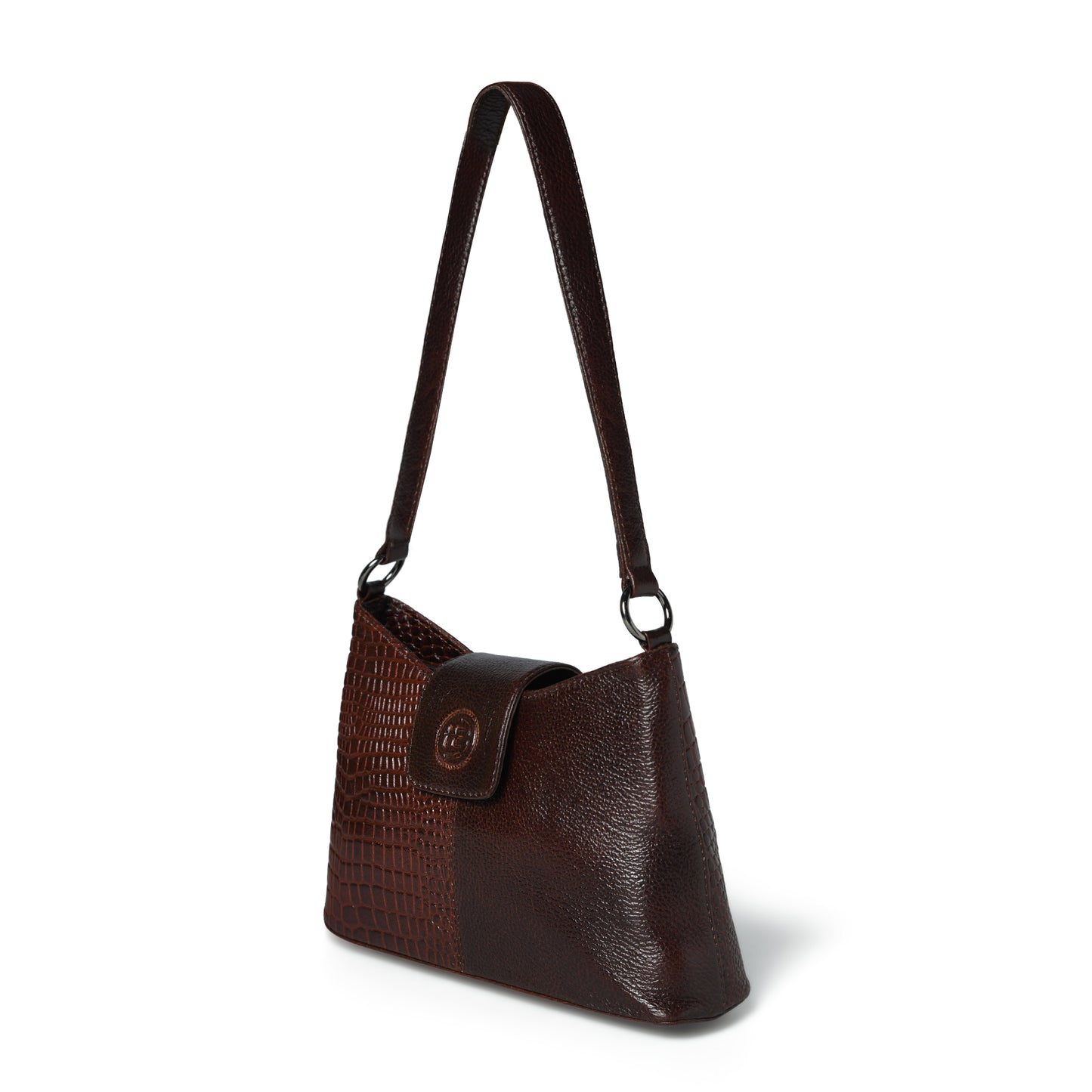 Women's Croc Accent Leather Shoulder Bag