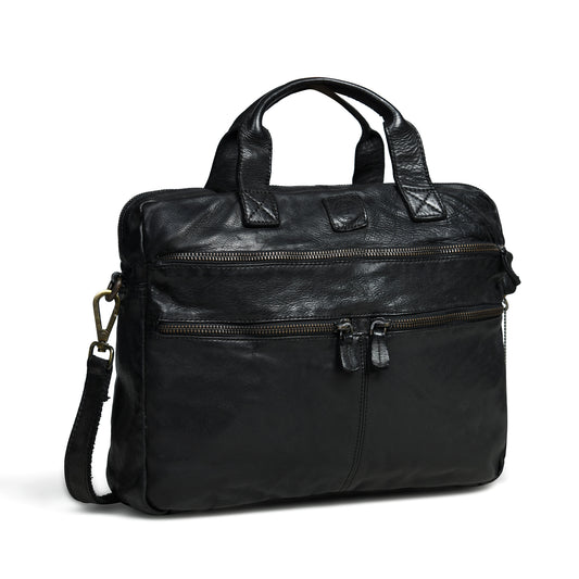 Classic Leather Laptop Bag - Black