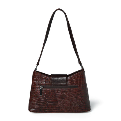 Women's Croc Accent Leather Shoulder Bag