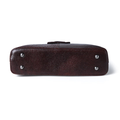 Women's Croc Accent Leather Shoulder Bag