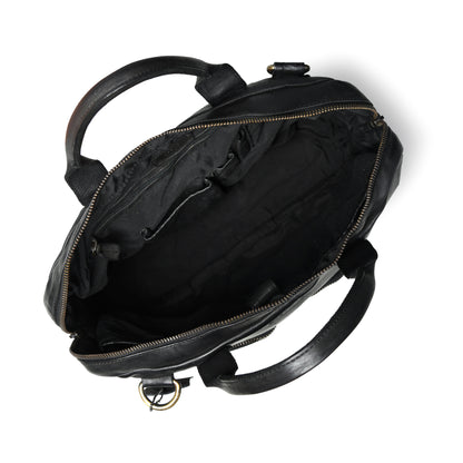 Classic Leather Laptop Bag - Black