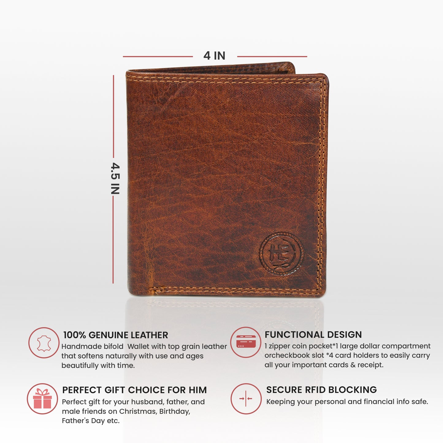 Vintage Brown Trifold ID Wallet