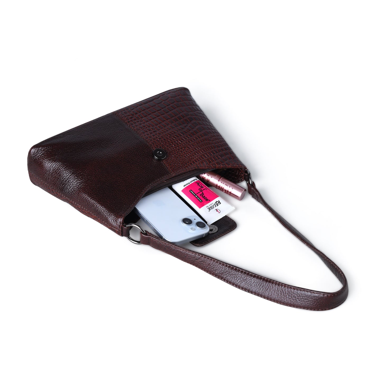 Women's Croc Accent Leather Shoulder Bag