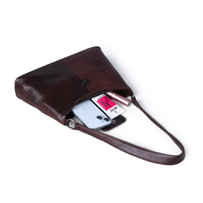 Women's Croc Accent Leather Shoulder Bag